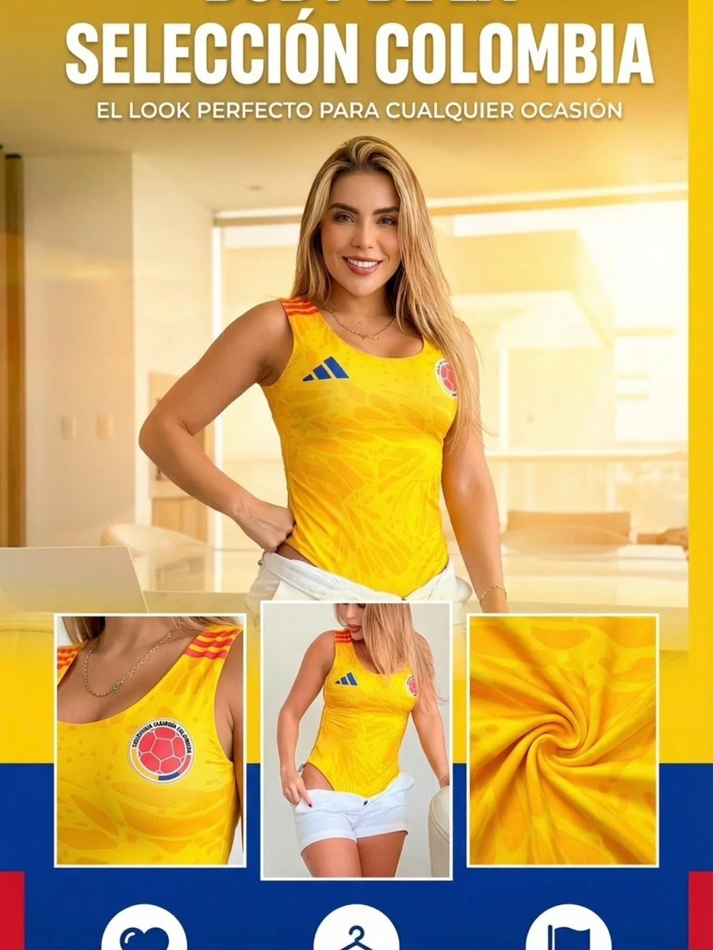 Colombia Yellow Women’s Soccer Tank Top | BODY DEPORTIVO INSPIRADO EN COLOMBIA